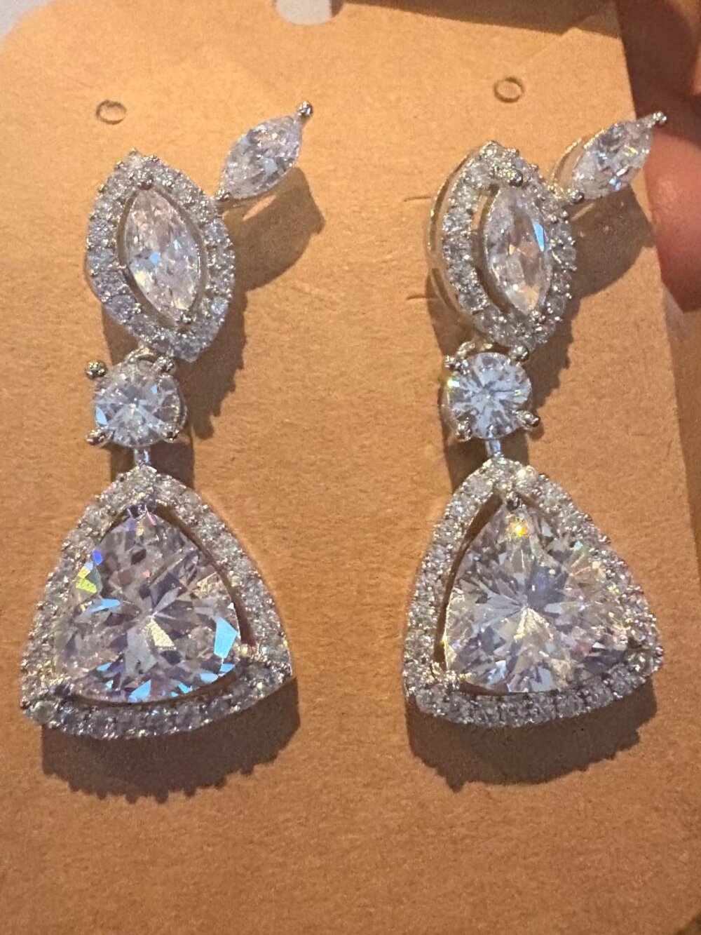 Cubic Zirconia Rhodium Plated Bridal Earrings